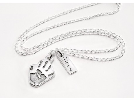 Handprint Necklace with Name Tag